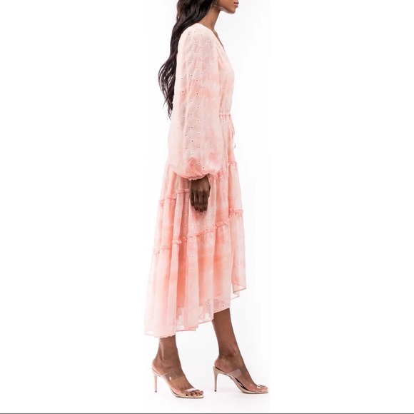 Rachel Parcell Flowy Eyelet Long Sleeve Maxi Dress Pink Angel Cloudy Sky - Picture 12 of 16